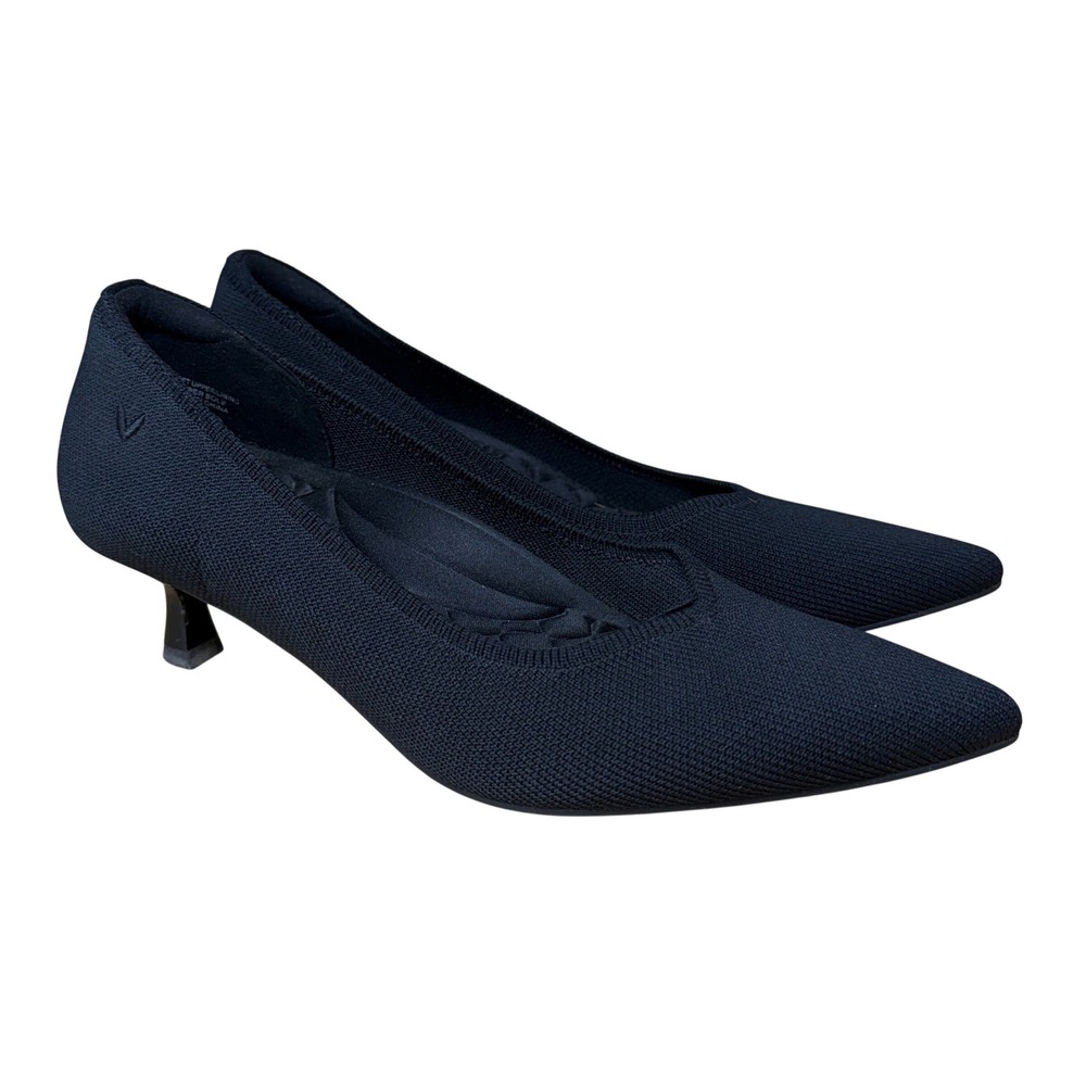 Vivaia Pointed Toe Kitten Heels Womens 39 Black Knit Sustainable Pumps